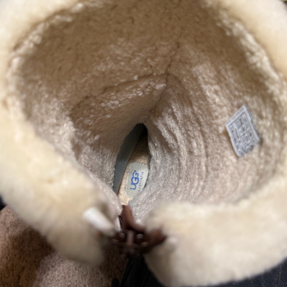 UGG Langley Cognac Leather Sheepskin Tall Boots Waterproof Winter Boots - Picture 16 of 16